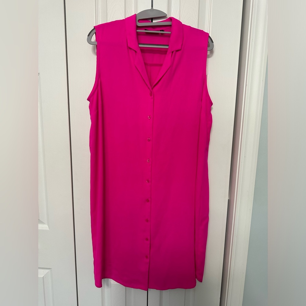 Beautiful Fuscia Sheer Sleeveless Mini Tunic Dress